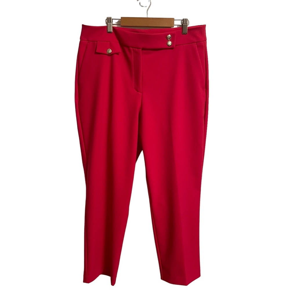 Rachel Zoe Hot Pink Gold Button Taper Leg Dress Pants Size 12